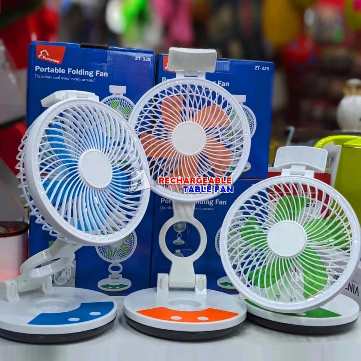 RECHARGEABLE TABLE FAN WITH LED LIGHT NEW